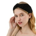 thumbnail image 2 of Women's Knit Headband, Cross Twist Wide Brim Hairband, Thick Acrylic Wool Winter Head Wrap for Warmth, Sports, and Casual Fashion-Black, 2 of 4