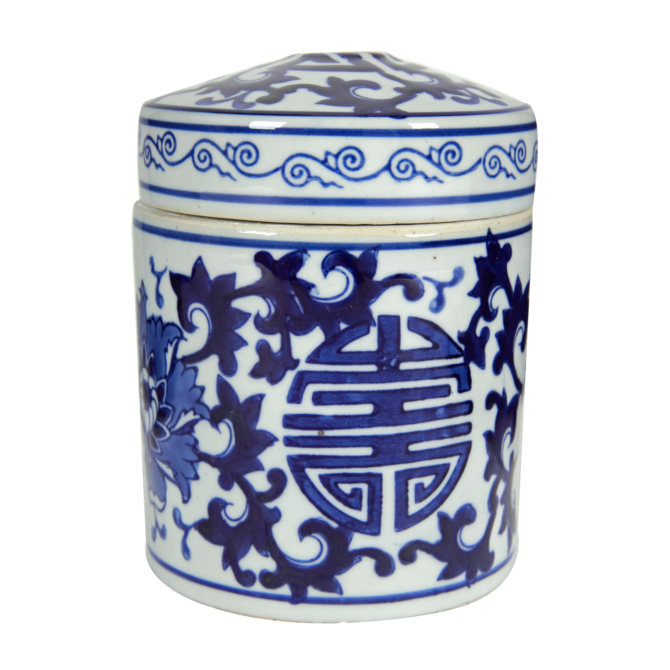 Blue and White Porcelain Tea Caddy Jars, Set of 2