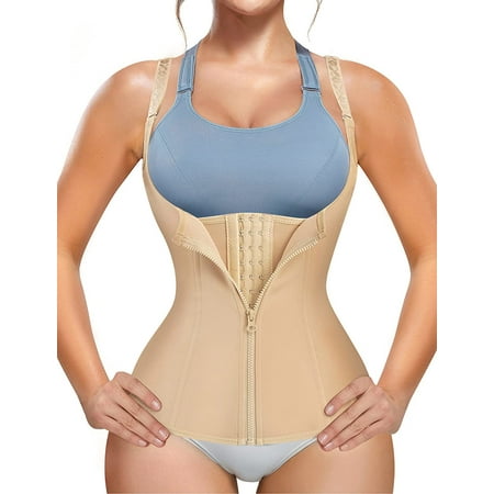 

GoYeel Women s Zipper Sweat Sauna Body Shaper Slimming Vest Waist Trainer Weight Loss Adjustable Vest Fat Burner Hourglass Workout