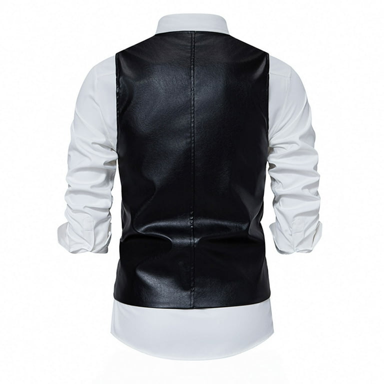 OGLCCG Men's Leather Vest Casual Western Vest Jacket