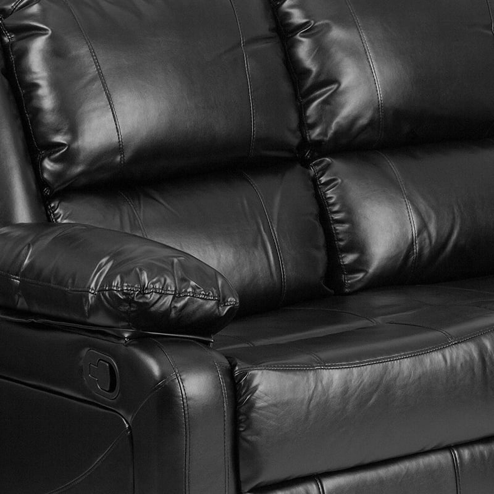 Emma + Oliver Black LeatherSoft Loveseat with Two Built-In Recliners