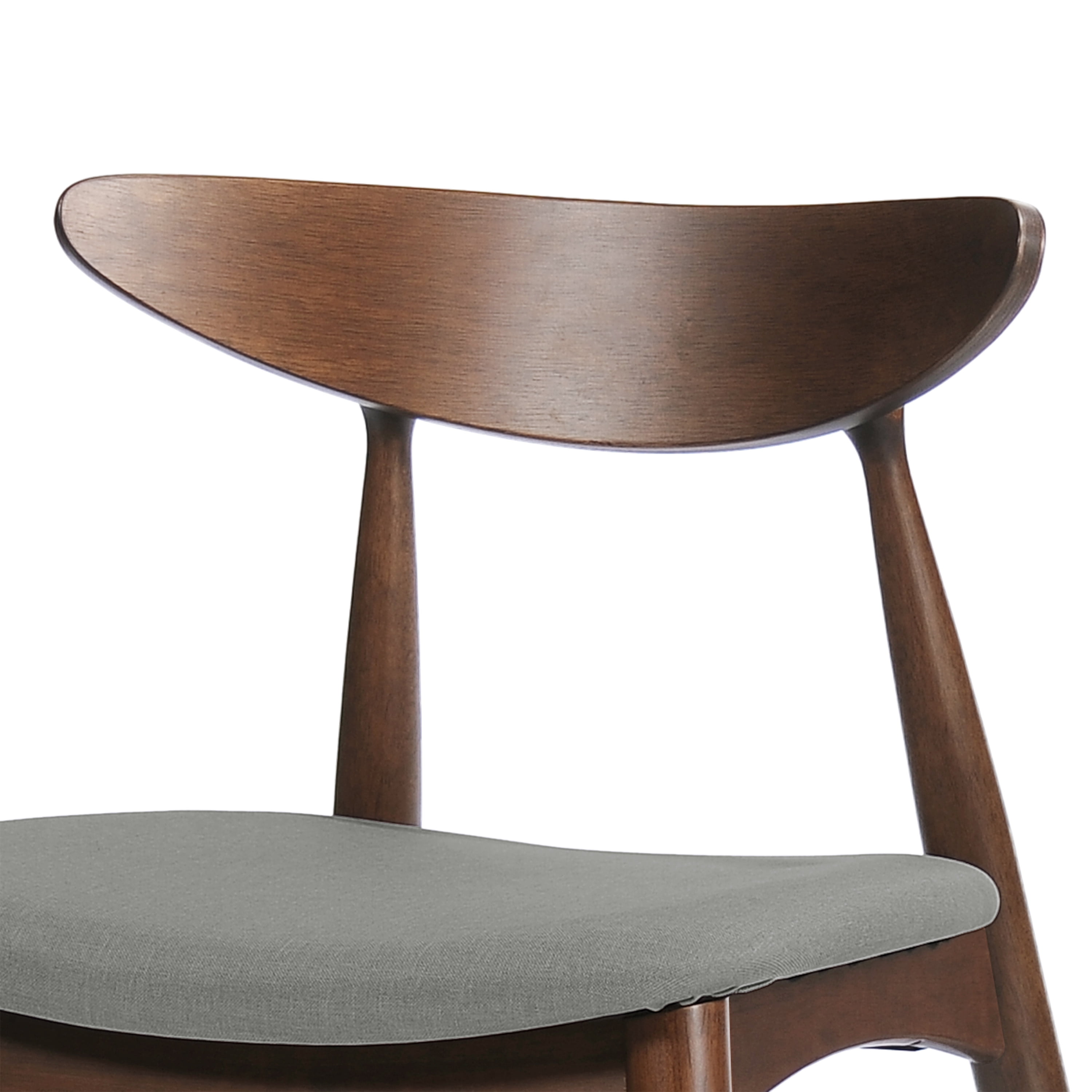 Noble House Branson Indoor Fabric Dining Chairs, Set of 2, Light Grey, Walnut