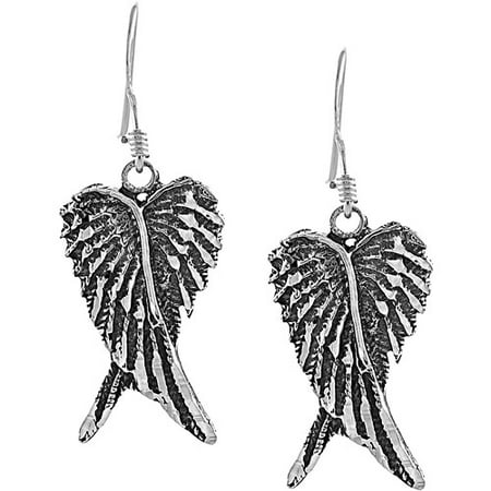 Brinley Co. Sterling Silver Oxidized Angel Wing Drop Earrings