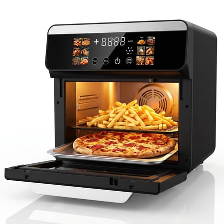 Bluebow 12QT Air Fryer Toaster Oven, 12-in-1 Multi-functional Color Touchscreen with Easy-view Windows, Less Oil Healthy Cooking for Home Kitchen Use