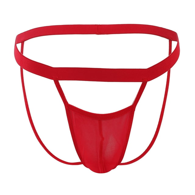GDREDA Lingerie pour Hommes Mens Soilid Fashion Casual Aguichant Mini String Open Mouth Underwear T Pants Rouge, Taille Unique