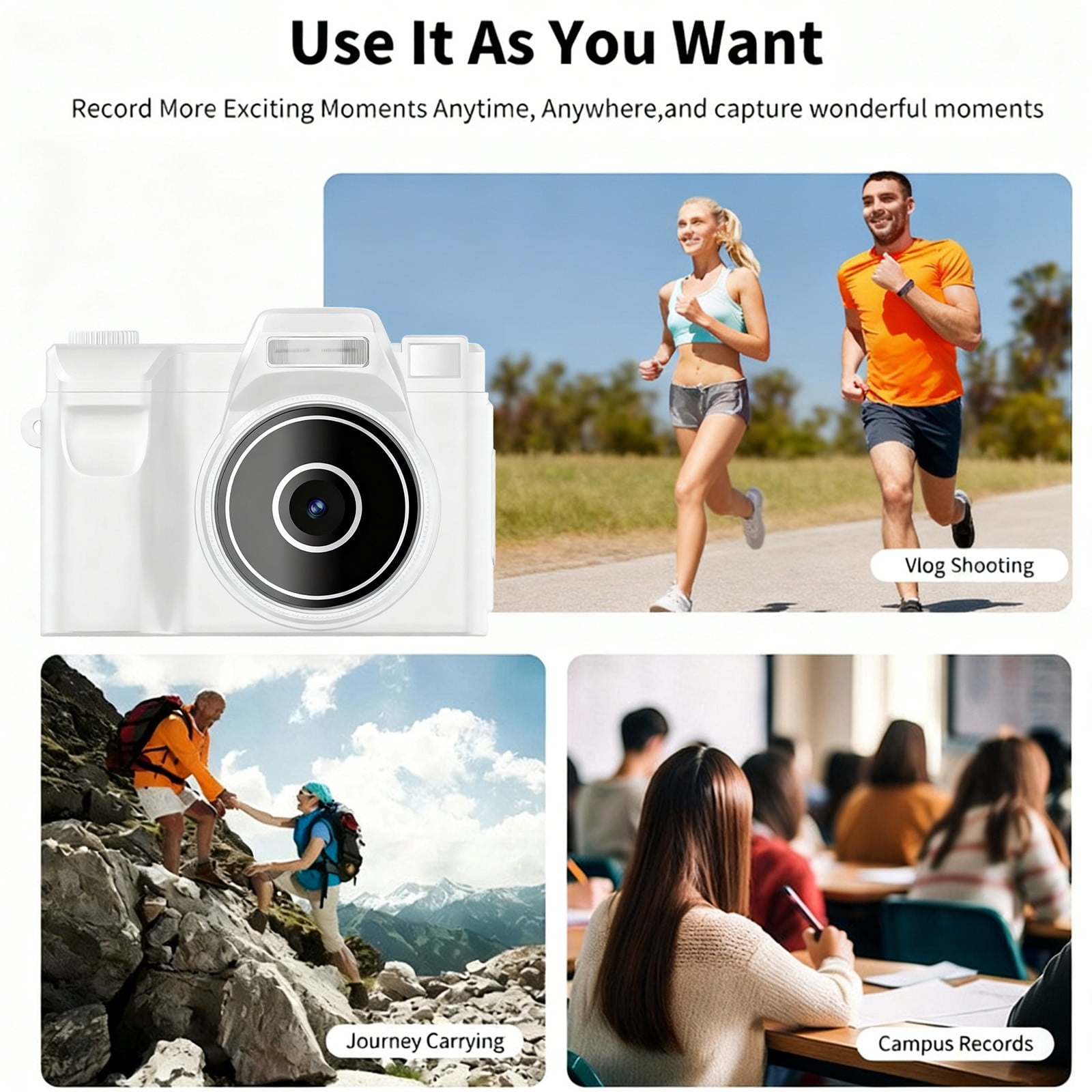 Lunxisen 2 Pcs Mini Camera 1080P HD Video Recorder, Digital Camcorder Long Battery Life, Ultra-Portable Tiny Camera for Travel Vlog Night Shots