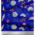 thumbnail image 3 of Soimoi Blue Velvet Fabric Crab & Tortoise Ocean Decor Fabric Printed Yard 60 Inch Wide, 3 of 3
