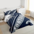 thumbnail image 3 of Erosebridal American Football Comforter Set Sports Theme Bedding Twin Size, Soccer Duvet Insert White Navy Blue Striped Bedding Comforter Sets Bedroom Decor, 1 Comforter and 1 Pillowcase, 3 of 7