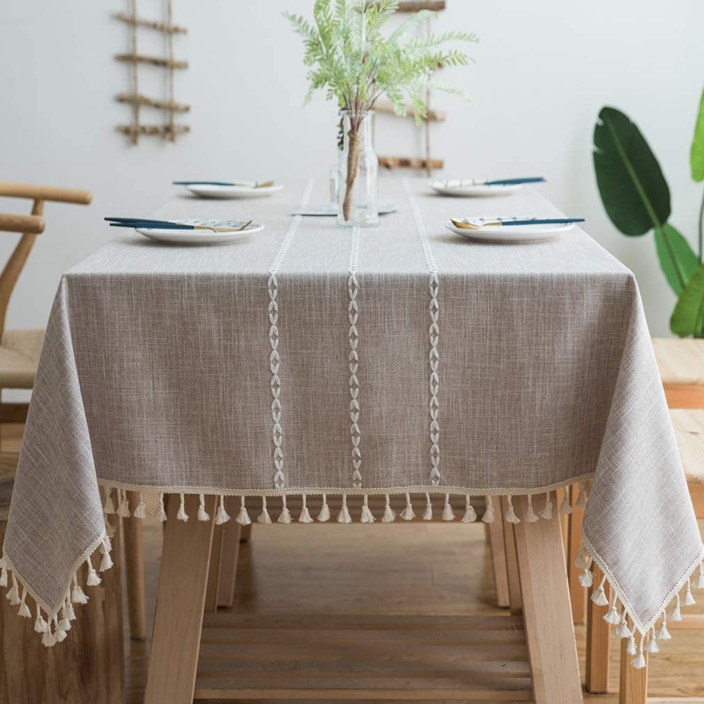 Cotton Linen Coffee Color Tablecloth Cover Rectangle Tea Table Cloth Home Decor 