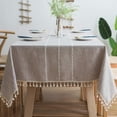 thumbnail image 1 of Cotton Linen Rectangle Tablecloth Table Cloth Heavy Weight Cotton Linen Dust-Proof Table Cover for Party Table Cover Kitchen Dinning(Rice-Coffee,110*110cm), 1 of 6