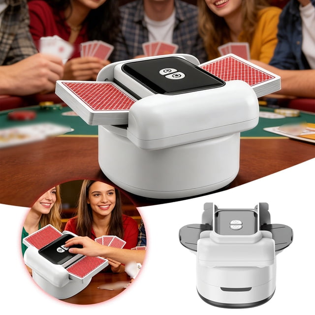 Automatic Card Shuffler Large Capacity Silent Design for Poker Texas Hold'em Rechargeable Battery Included