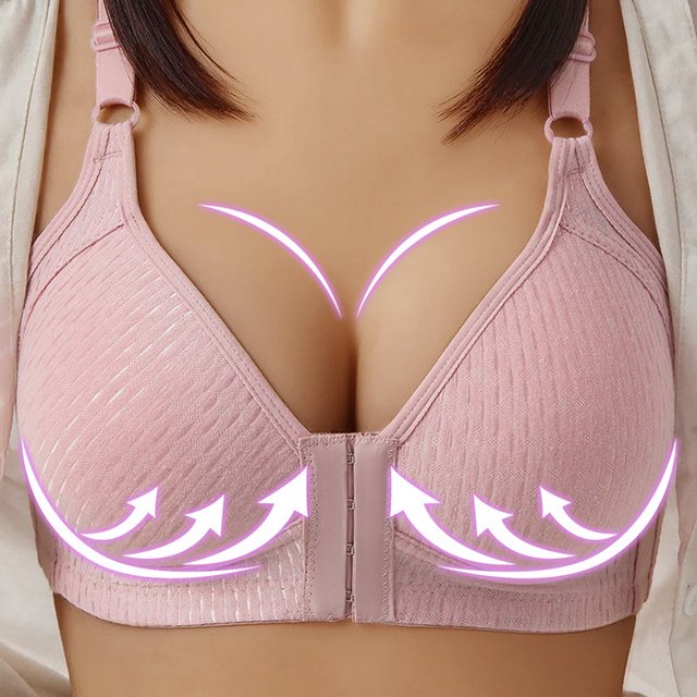 Ropa interior cómodo transpirable sujetador de las mujeres con hebilla frontal push up en color liso más el tamañopangjing