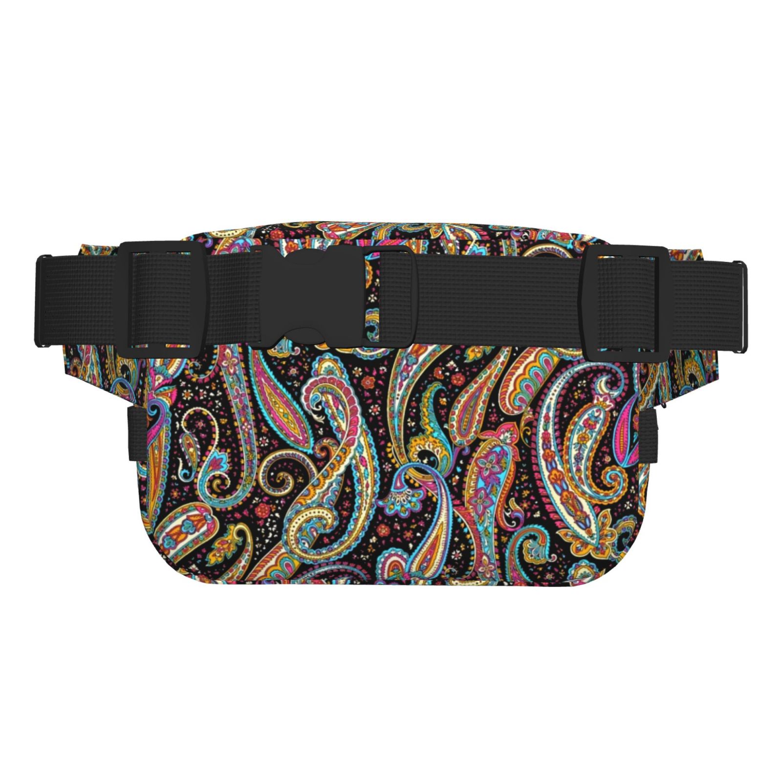 Picia Watercolor Romantic Paisley Print Square Double-Layer Waist Bag Mini Adjustable Waist Belt Bag Exercise Running Travel Hiking