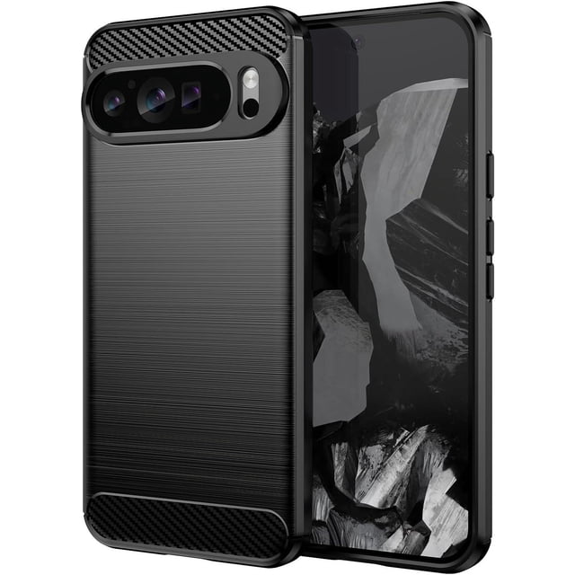 KOMI for Google Pixel 9 Pro XL Case, Pixel 9 Pro XL Phone Case Flexible TPU Shock-Absorption Military Grade Drop Protection Slim Fit Phone Cover for Google Pixel 9 Pro XL Black