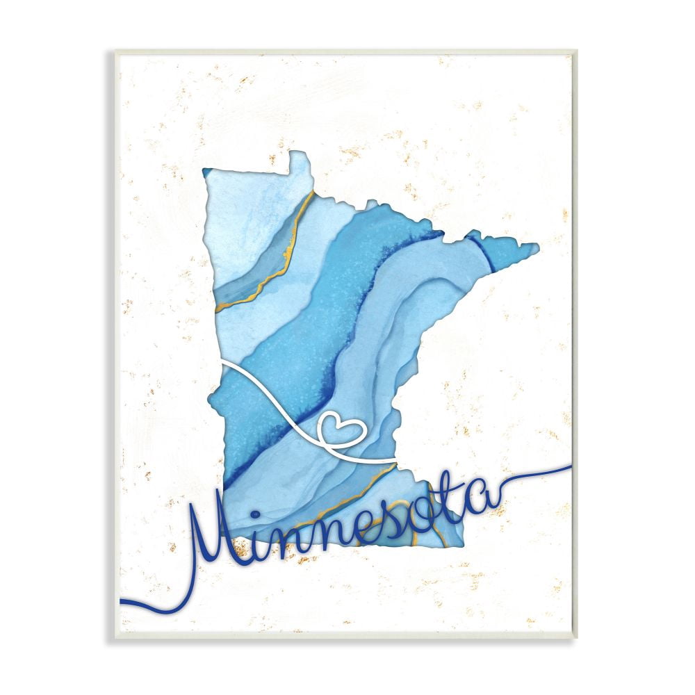 Stupell Industries Minnesota Agate Blue US State Design Wall Plaque by Ziwei Li