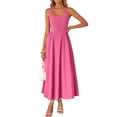 thumbnail image 1 of Vestido de verano ZESICA, sin mangas, halter, midi, rosa intenso, para mujer, 1 of 7