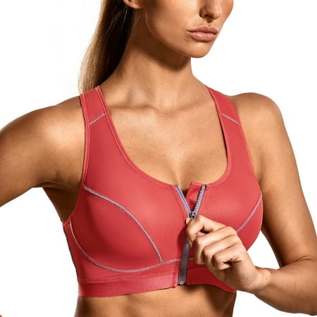 

SYROKAN Women s High Impact Front Closure Racerback Full Support Wirefree Sports Bra