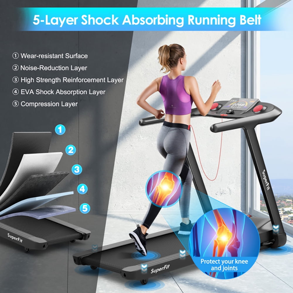 Canddidliike 4.75HP Folding Treadmill with Preset Programs Touch Screen Control-Black, Manual Treadmill, Compact Cardio Fitness