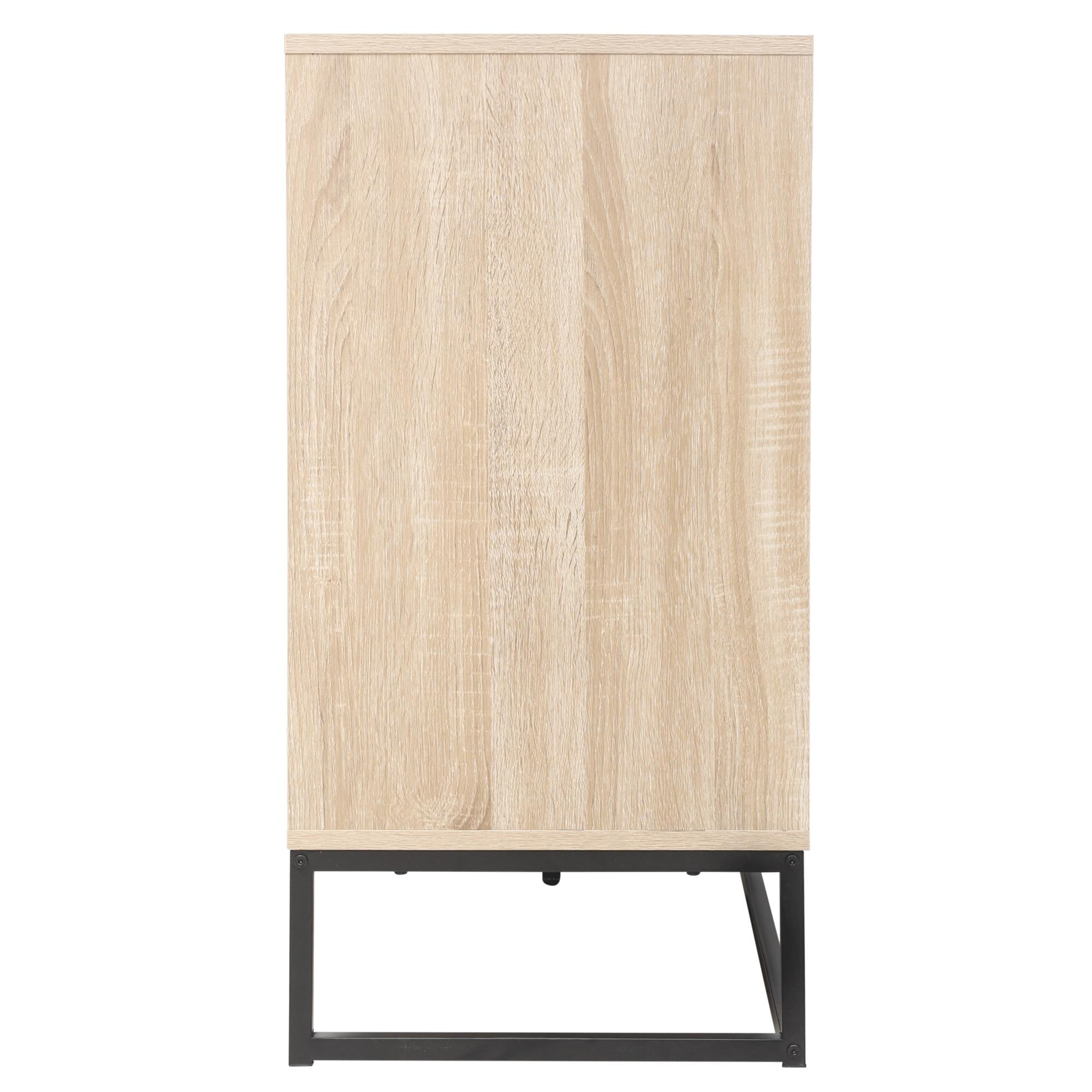 Spaco Accent Storage Cabinet, 2 Door Sideboard Cabinet with 3 Drawer, Adjustable Shelf, Buffet Cabinet for Living Room, Bedroom, Dining Room, Study, Natural Spaco Accent Storage Cabinet, 2 Door Sideboard Cabinet with 3 Drawer, Adjustable Shelf, Buffet Cabinet for Living Room, Bedroom, Dining Room, Study, Natural