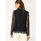 thumbnail image 5 of Blusa de encaje Allegra K con cuello de volantes y manga larga Negro S, 5 of 6