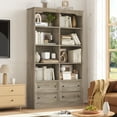 thumbnail image 5 of Homfa Double Row 6 Tier Bookcases, 71 in Tall Bookcase Bookshelf with 4 Drawers and 8 Display Cubicles, for Home Office Living Room, Gray, 5 of 8