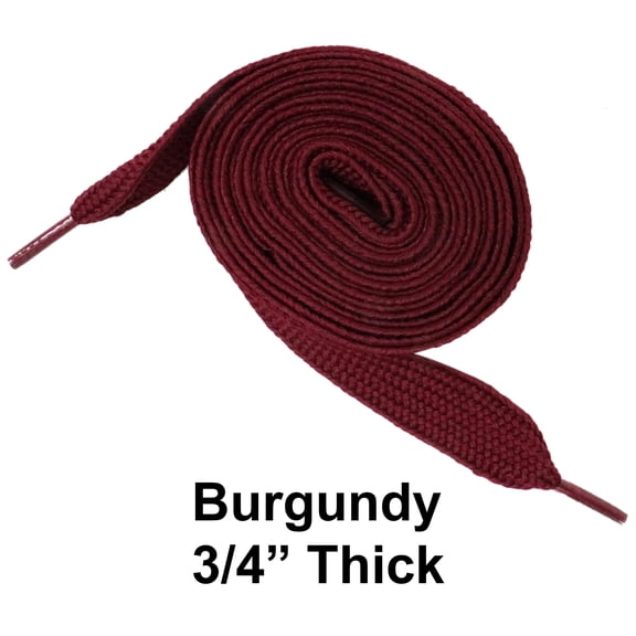 TUWAFE Burgundy Thick 3/4" Width Flat Athletic Sneaker 54 Inch Shoelaces Thick Shoe Laces