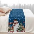 thumbnail image 3 of Bed Runner Scarf for Cal.King Size Bed, Navy Blue Snowman Christmas Beds Scarf Throws for Foot of Bedding, Xmas Tree Ball Snowflake Elk Decorative Beds Runners for Bedroom Guestroom, 102"x20", 3 of 8