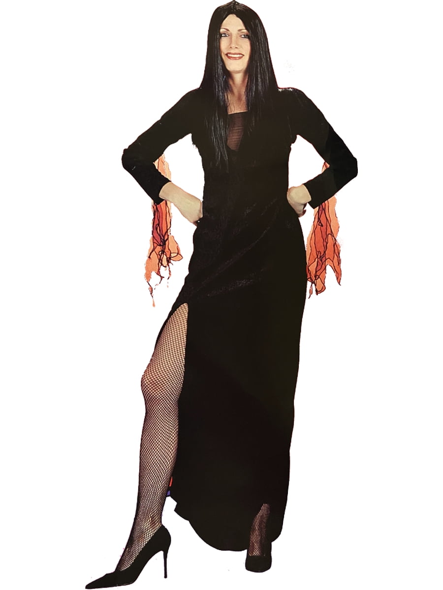 Ladies Morbid Mistress Morticia Gothic Halloween Fancy Dress Costume Outfit 8-18 