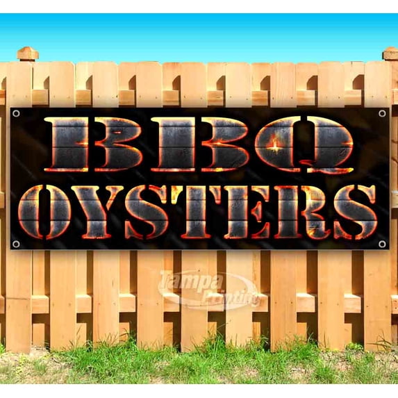 BBQ Oysters 13 oz Vinyl Banner With Metal Grommets