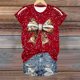 thumbnail image 4 of Blusas de Manga Corta para las Mujeres, Moda Impresa Cuello Redondo Camiseta Superior, Ligero Poliéster Casual, 4 of 5