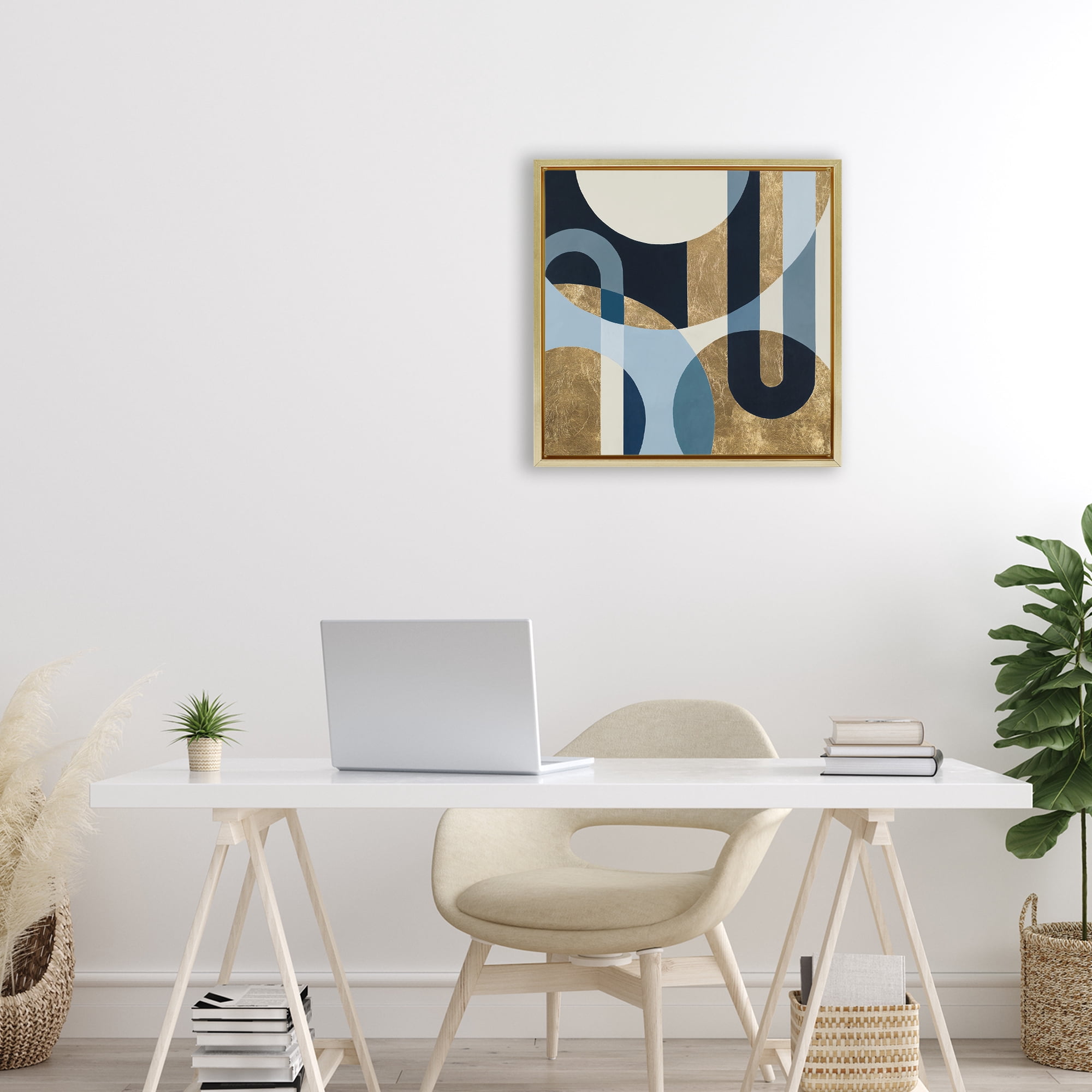 Stupell Industries Earthly Shapes & Arches Gold Framed Floater Canvas Wall Art, design by Max Maxx