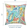 thumbnail image 2 of Pack of 2 Outdoor Throw Pillow Covers Accent Waterproof Pillow Covers ONLY, Patio Square Cushion Cases for Garden Balcony Couch Sofa Decoration 18x18 inch, Paisley Multi, 2 of 6