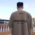 thumbnail image 4 of Miedo De Dios Niebla De Doble Línea Esenciales Cinta Letras De Manga Corta Alta Calle casual Pareja Suelta Camisetapangjing, 4 of 4