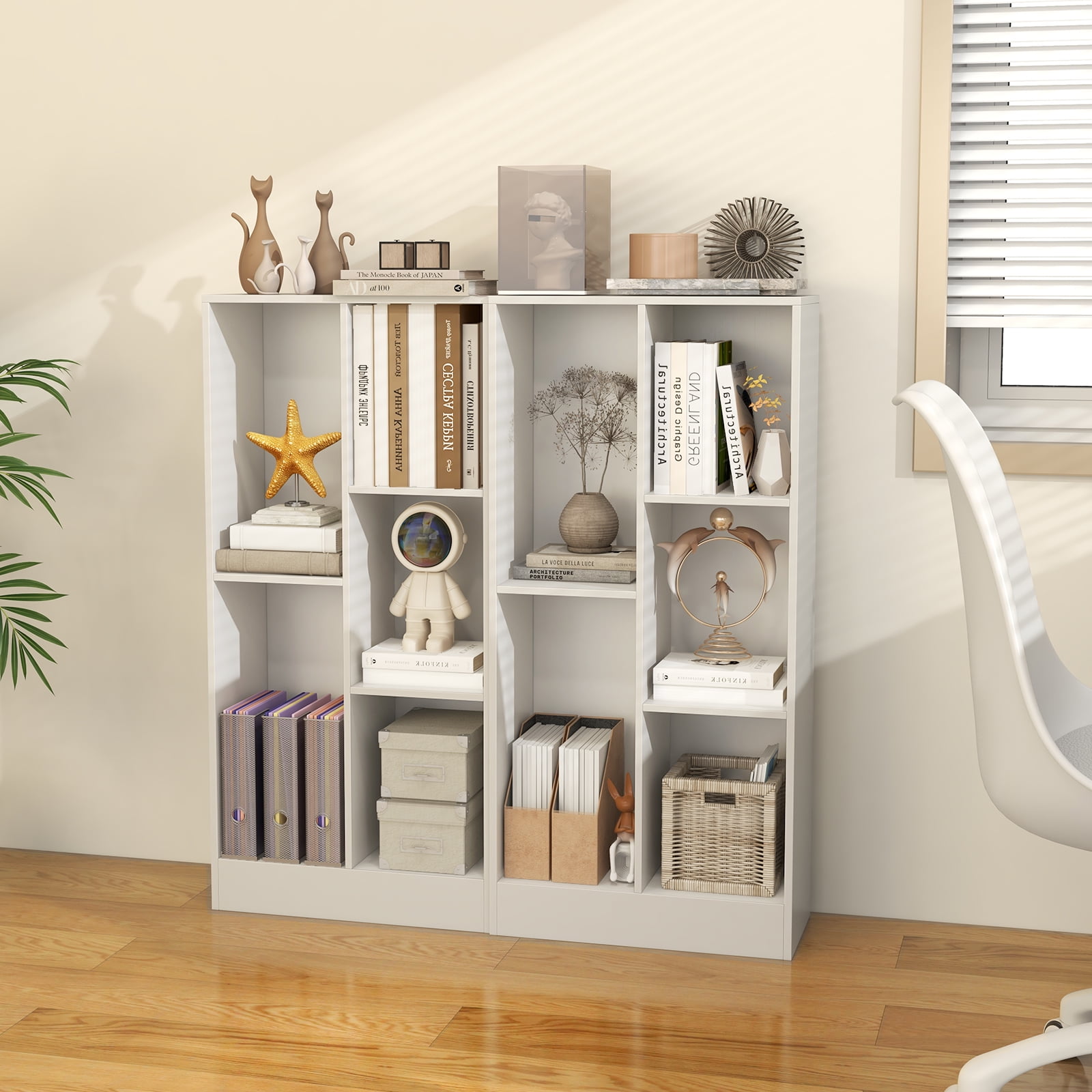 Giantex 5-Cube Bookcase, Freestanding Bookshelf w/ 2 Anti-toppling Kits, Modern Storage Unit, Display Shelving, White