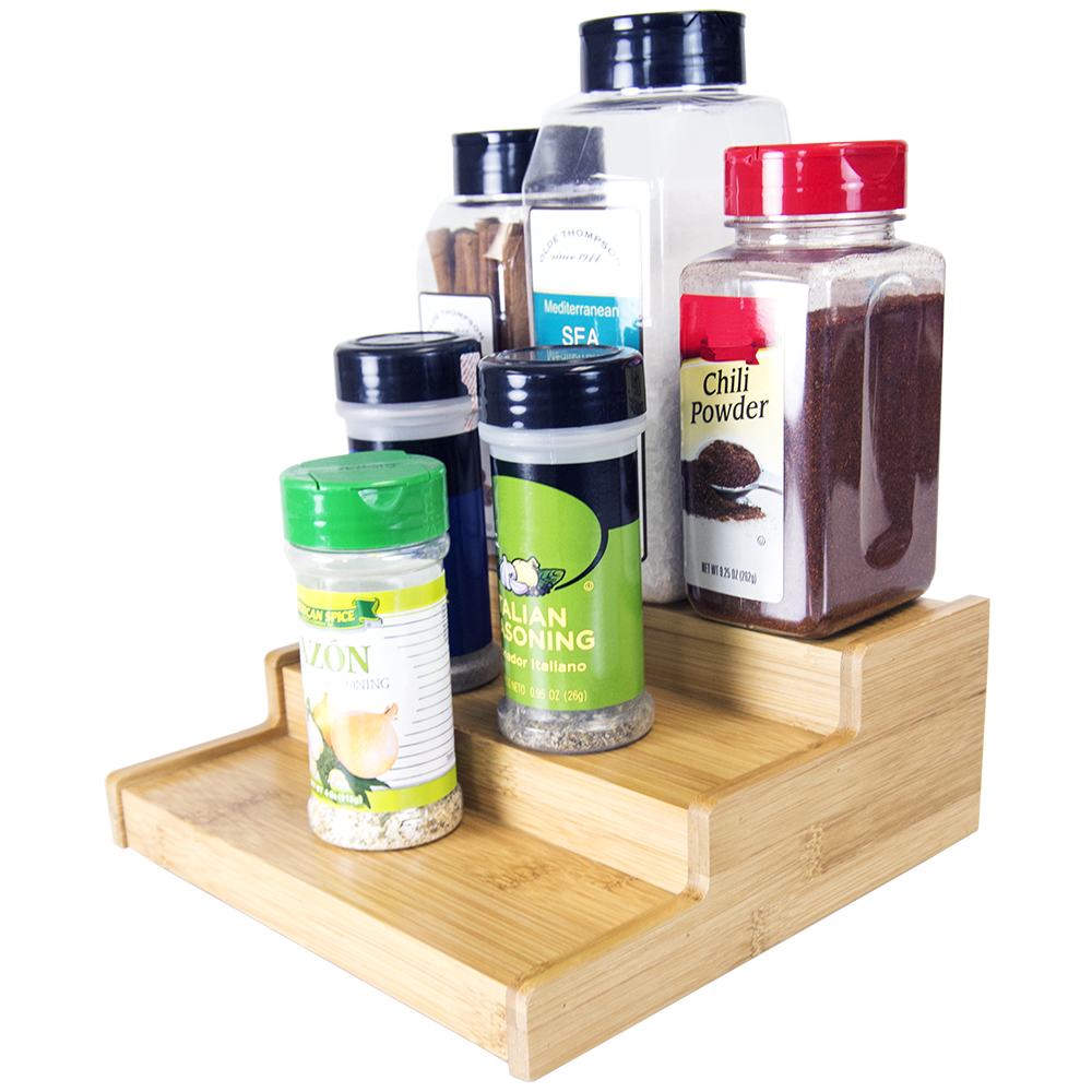 Home Basics 3 Tier Bamboo Spice Rack, Natural