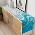 thumbnail image 4 of Blue Waves Abstract Table Runner - 90 Inch Long, Kitchen Dining Table Runner Dresser Scarves, Modern Water Ripple Striped Farmhouse Decor for Coffee Tables Wedding Party Banquet, 4 of 8