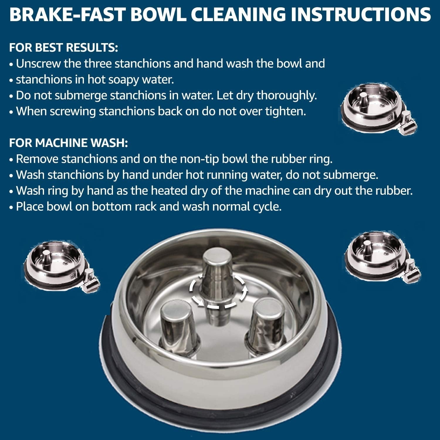Dog Dishes Stainless Steel Healthy Slow Feeder Bowls Standard Embossed or No Tip (Standard - 32 Ounces)