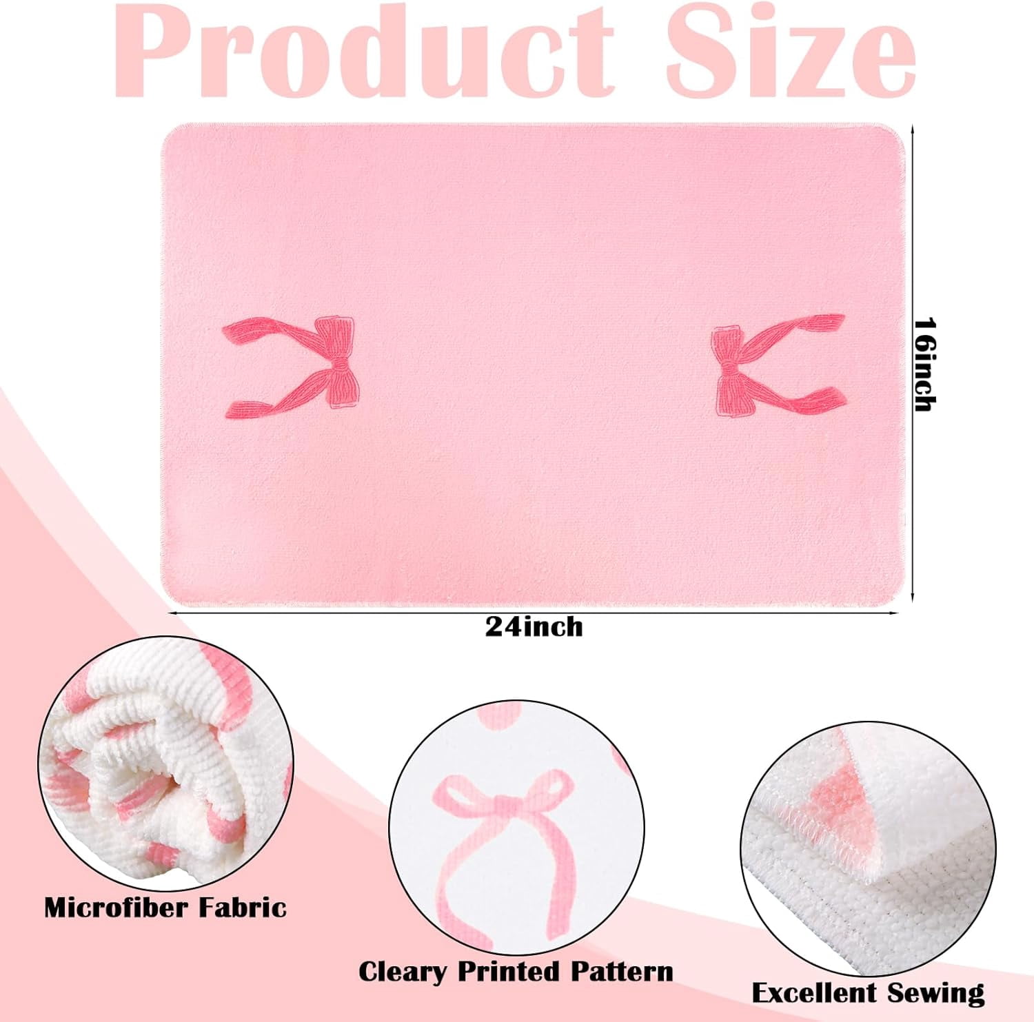 Pink Bow Hand Towels Set Pink Coquette Kitchen Towels 18 x 26, 6 Pack Coquette Decor Dishes Absorbent for Bathroom Kitchen Decor Soft Dish Cloth for Women Gifts