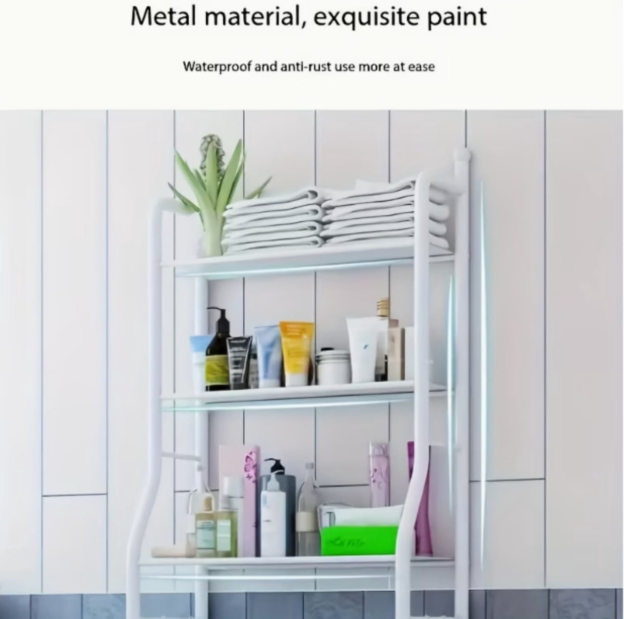 3-Tier Over the Toilet Storage Shelf, Metal Bathroom Shelves Over the Toilet Bathroom Organizer, No Drill Space Saving Toilet Rack