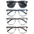 thumbnail image 2 of MODFANS 2.50 4 Pairs (Blue Light Blocking) Reading Glasses Men,Metal Frame Rectangle Style Stainless Steel Material Spring Hinges,Black-Grey-Blue-Brown, 2 of 5