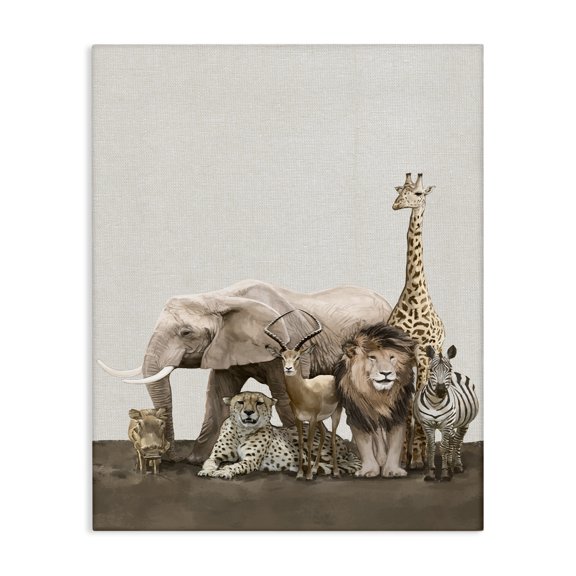 Stupell Industries Farmhouse Wild Zoo Animals Canvas Art, 16 x 20, by Ziwei Li