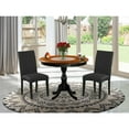 thumbnail image 5 of Rustic Romance Dinner Table Set Contains a Round Dining Room Table and Linen Fabric Parsons Chairs with High Back, Modern Small Dining Table Set for Compact Spaces, 5 of 6