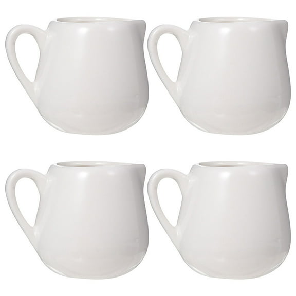 WRITWAA White Ceramic 4 Pcs Small Pitchers for Serving Sauce Comfortable Handle