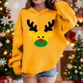 thumbnail image 2 of Lorytime Christmas Hoodies for Kids Boys Girls Reindeer Sweatshirt Long Sleeve Pullover Drop Shoulder Soft Tops Yellow, 2 of 4