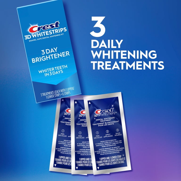 2 pack) Crest 3DWhitestrips at Home Teeth Whitening, 3 Day