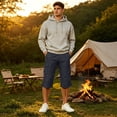 thumbnail image 6 of Below The Knee Shorts for Men Multi-Pockets Bermuda Cargo Shorts Baggy Casual Elastic Waist Hiking Pants, M, 6 of 7
