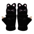 thumbnail image 2 of WJCA Mitaines Convertibles à Rabat pour Femmes, Conception Chaude et Douce en Peluche de Chat comme Gants Sans Doigts, pour les Activités Extérieures d'Hiver des Filles, Noir, 2 of 7