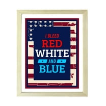 Designs ByLITA I Bleed Red White and Blue, 8 x 10 Wooden Wall Print (Framed) | USA Patriotic Decoration