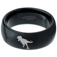 thumbnail image 2 of Tungsten Tyrannosaurus Rex Band Ring 8mm Men Women Comfort Fit Black Dome Polished, 2 of 4