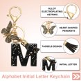 thumbnail image 3 of Llaveros de letra inicial del alfabeto Uxcell, llaveros lindos de resina con charm de colgante de letra M y borla de mariposa, 3 of 7